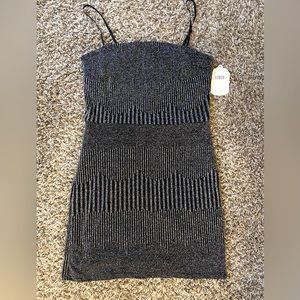 Black and silver mini dress
